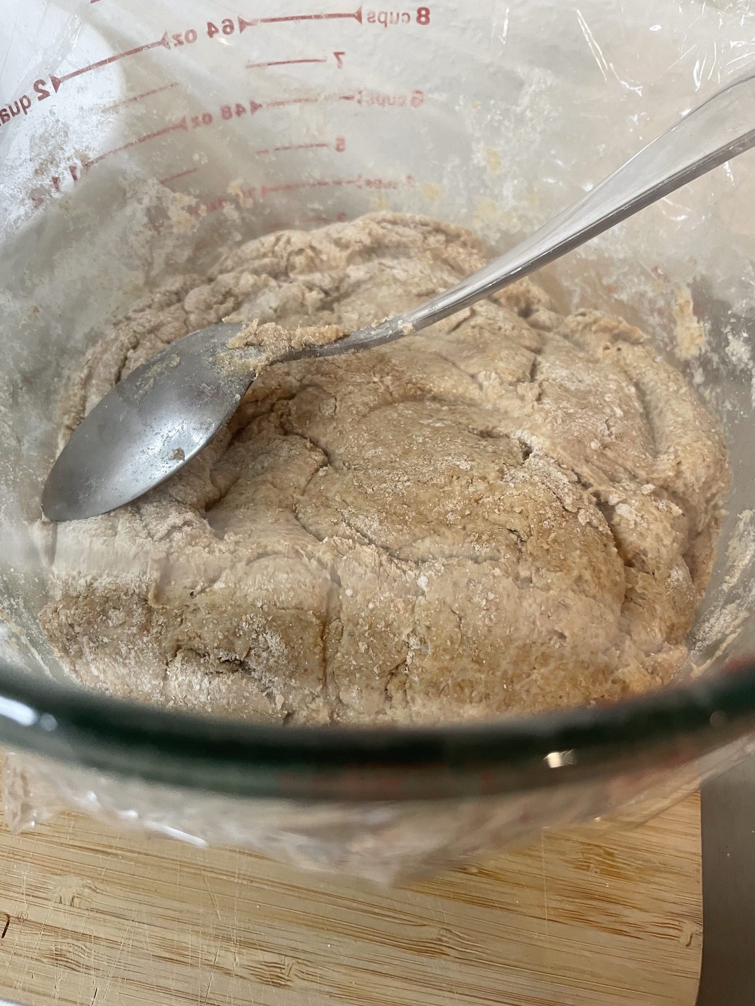 Resting the rough dough for 30 - 60 minutes after the first mixing.